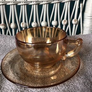 Carnival glass , metallic flask